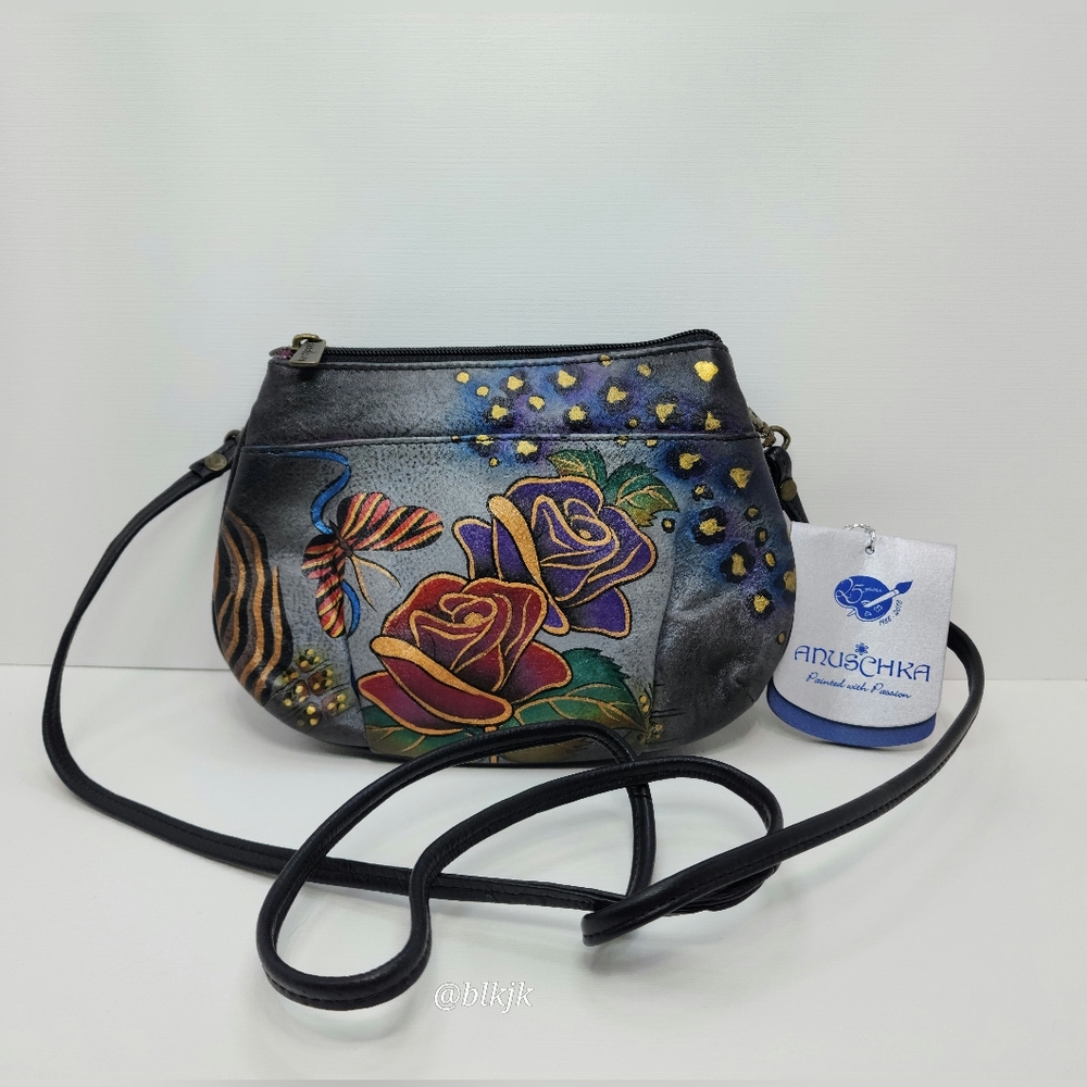 Anuschka Hand Painted Leather Crossbody Bag NWT - Picture 2 of 13